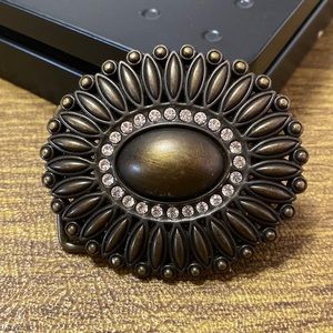 Bronze Oval Bling Crystal Fashion Belt Buckle.  Excellent condition